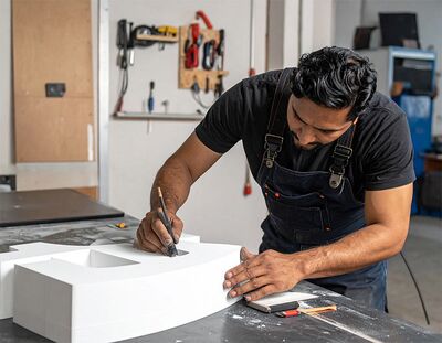 Produktion eines 3D Wandlogos – Made in Germany bei Wandlogo.eu