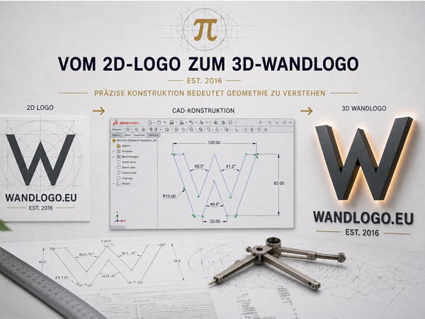 Vom 2D-Logo zum professionellen 3D-Wandlogo CAD-Konstruktion mit geometrischen Beziehungen, Skizzenaufbau und fertigungsgerechter Umsetzung durch Wandlogo.eu