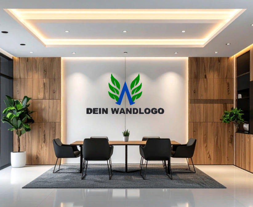 Individuelles 3D-Wandlogo massgefertigt für Büro, Geschäft und Messe